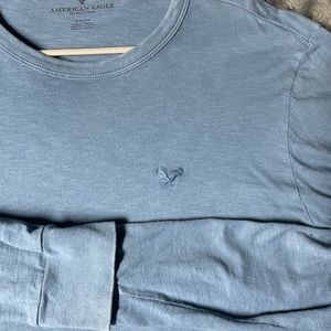 American Eagle T-Shirt Men's Size Small (S)  Long Sleeve Logo Crew Neck BLUE